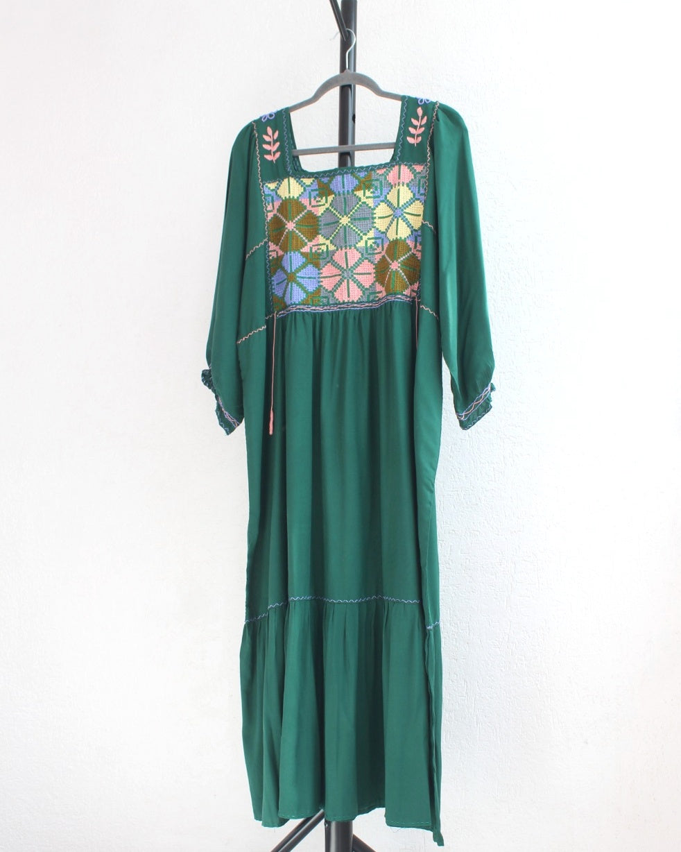 Vestido Julia Flores Manga XL / XXL Verde