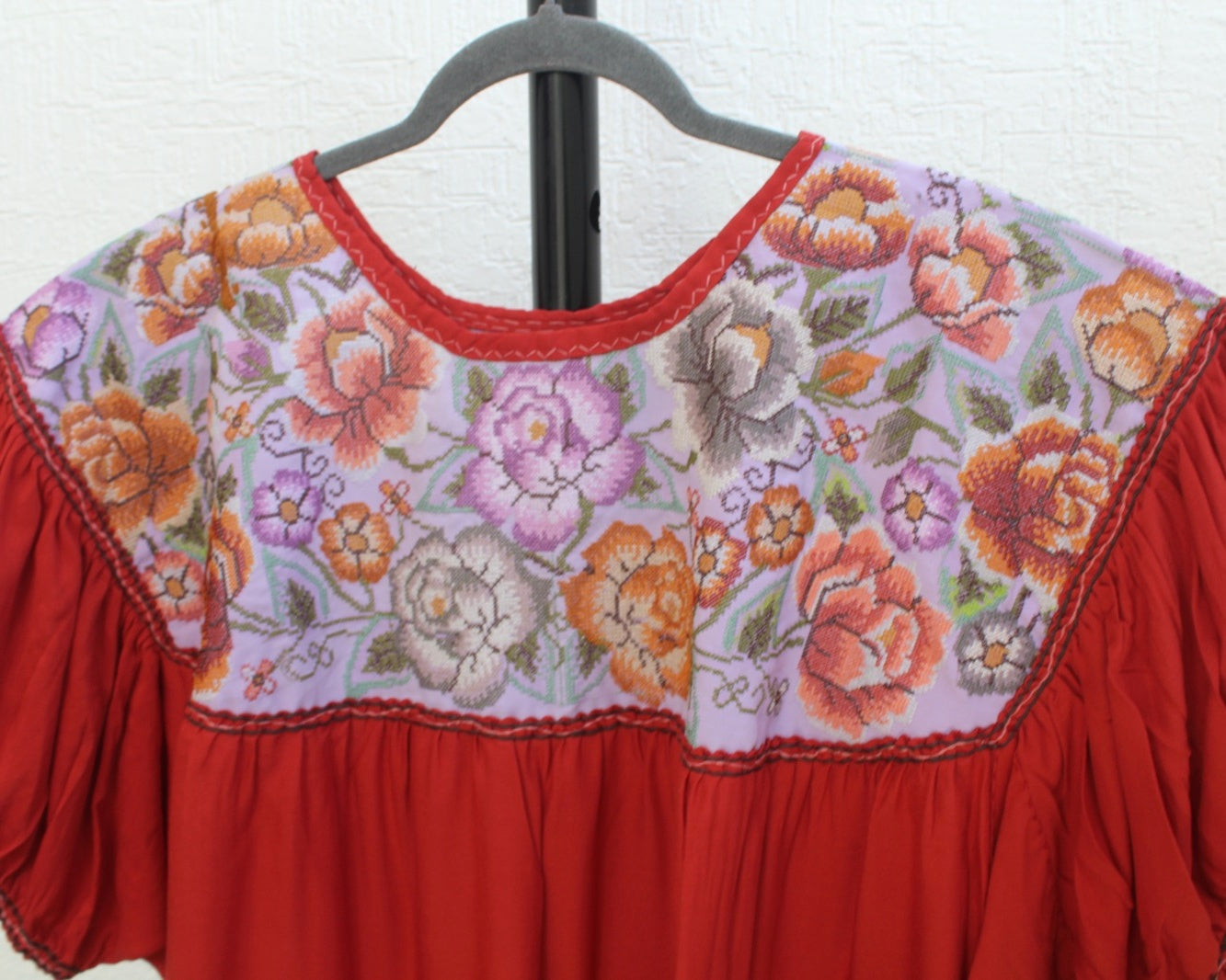 Blusa Abigail Flores Naranja Lila XXL