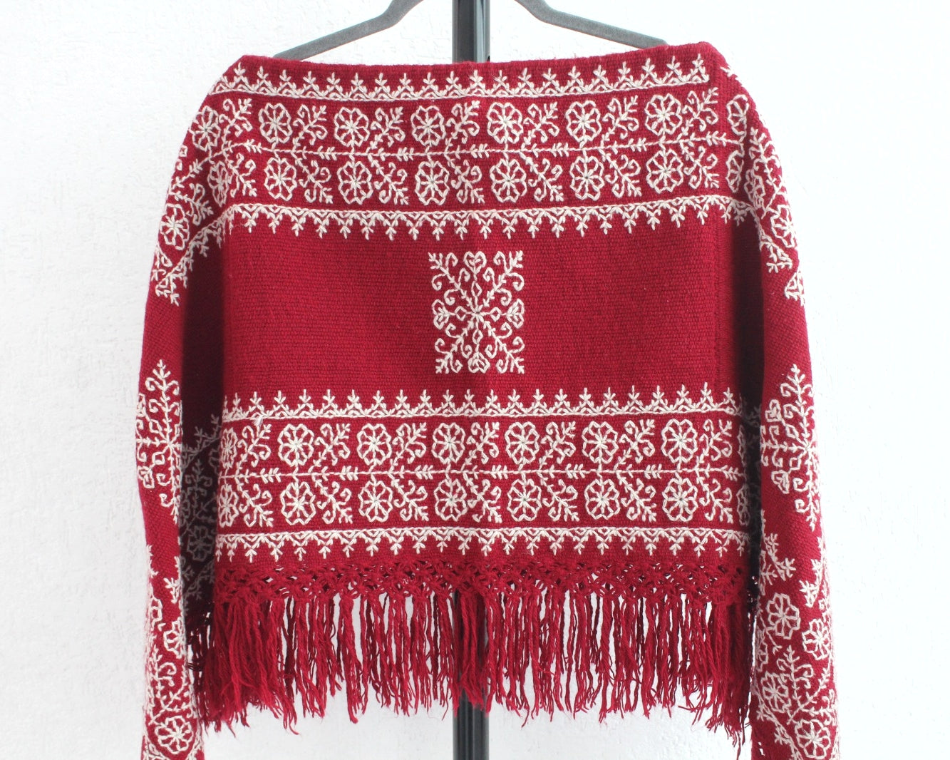 Mañanita Flores Rojo Blanco Bordado Mazahua