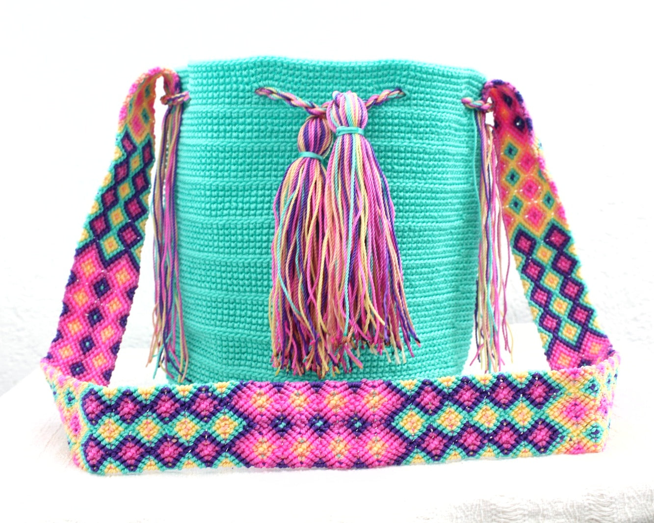 Bolso Morral Aqua Rosa Morado