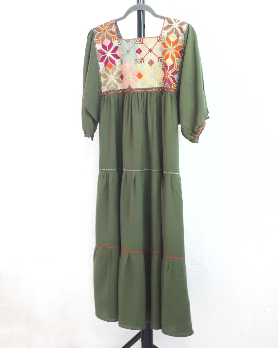 Vestido Maria Flores Verde Colores  L / XL