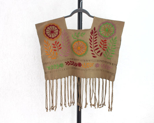 Crop Top Flores Rococo Verde Olivo