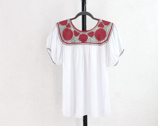Blusa Aguacatenango Blanco Menta Vino