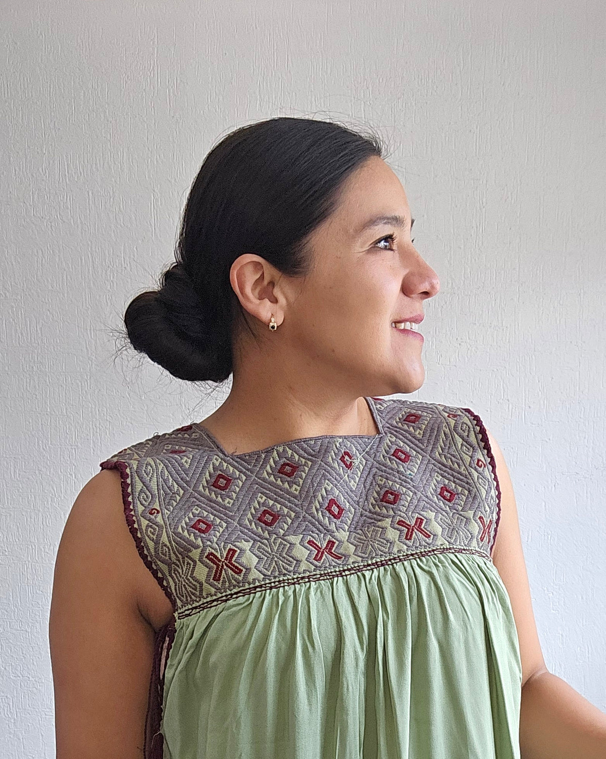 Vestido Teresa Menta Gris Vino Telar Unitalla