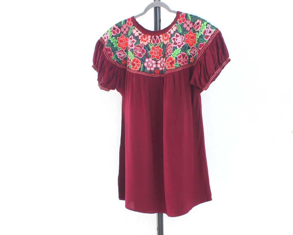 Blusa Abigail Florecitas Vino  XL - XXL