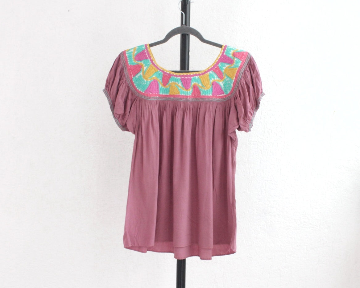 Blusa Aguacatenango Rosa Amarillo Turquesa