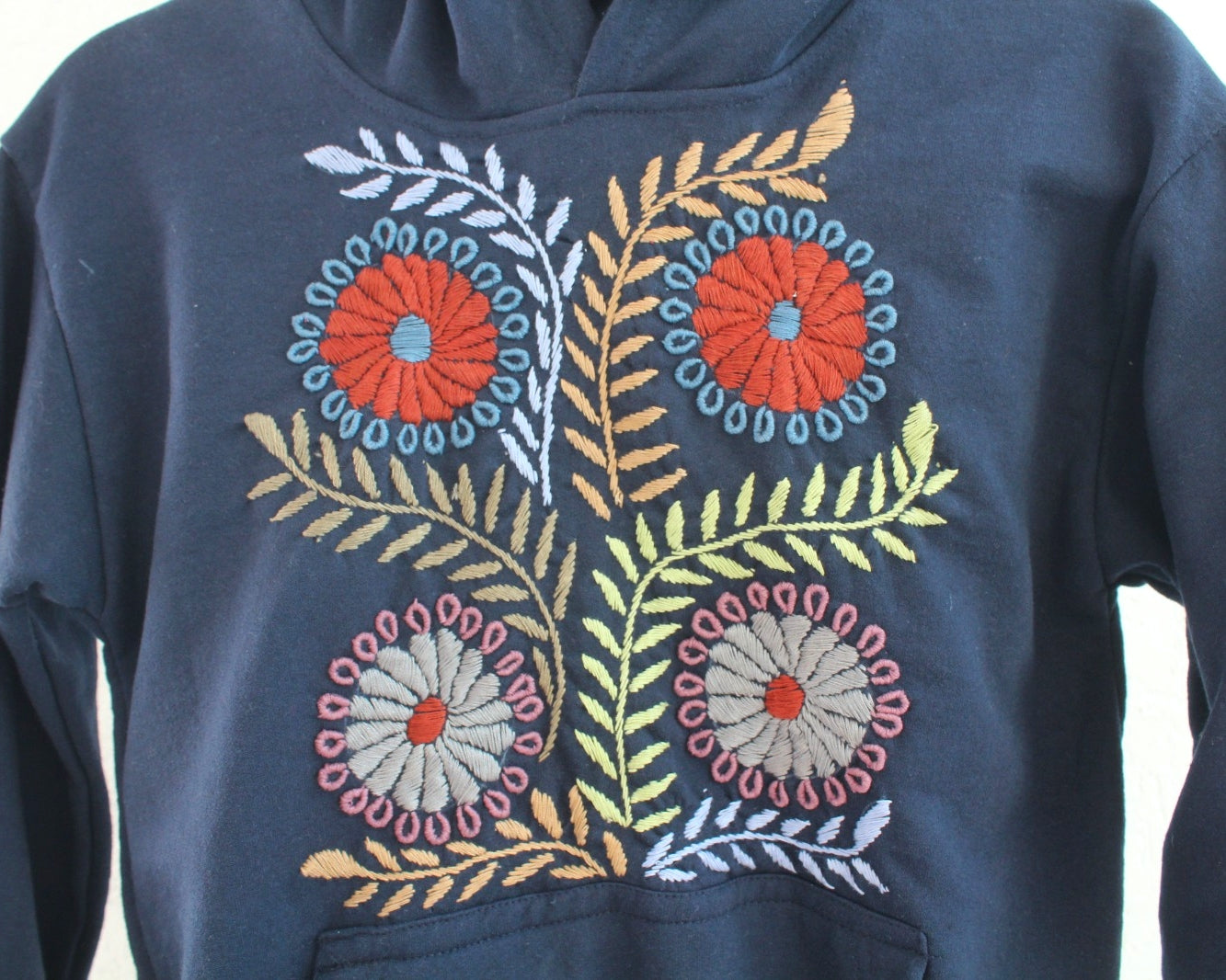 Sudadera S Rococo Azul Marino Florecitas