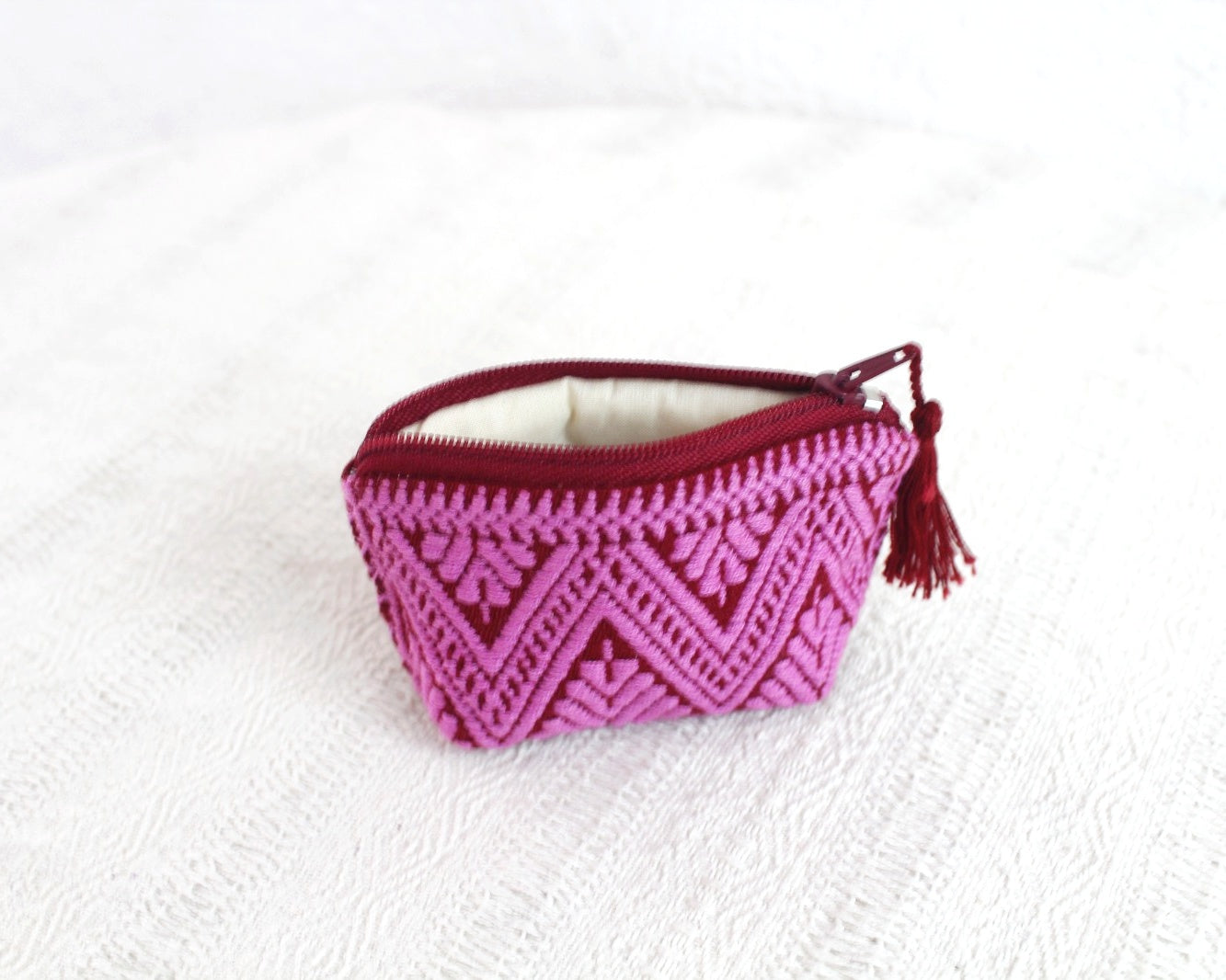 Mini Monedero Flores Rosa Vino