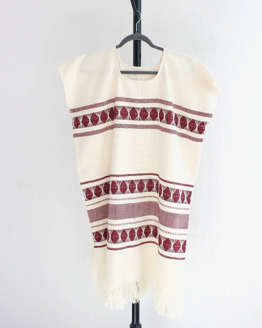 Huipil Largo Ali Natural Vino XL XXL