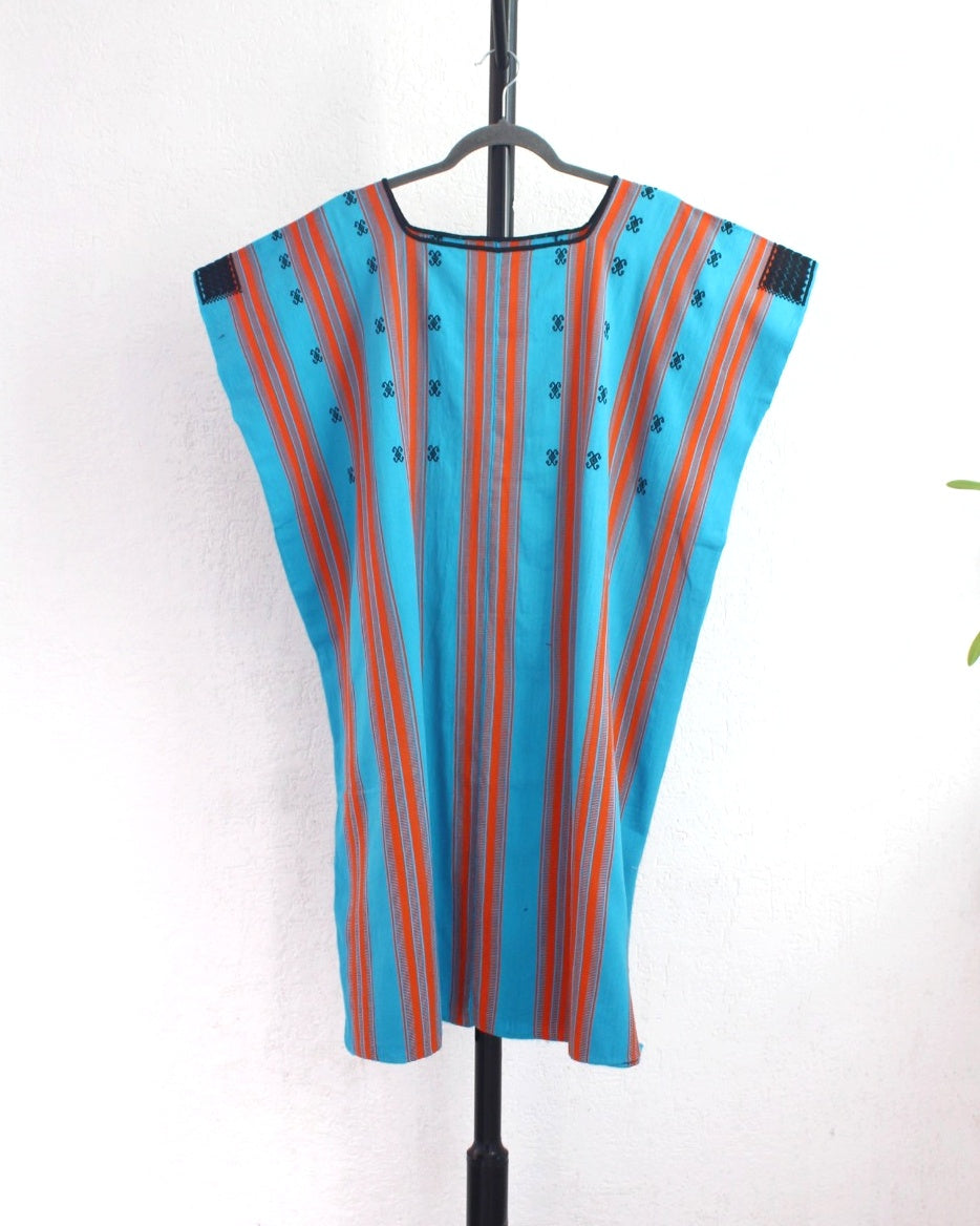 Huipil Pantheló Azul y Naranja