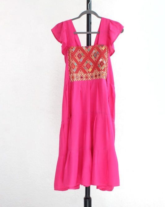 Vestido Anita Corto Rosa Mexicano