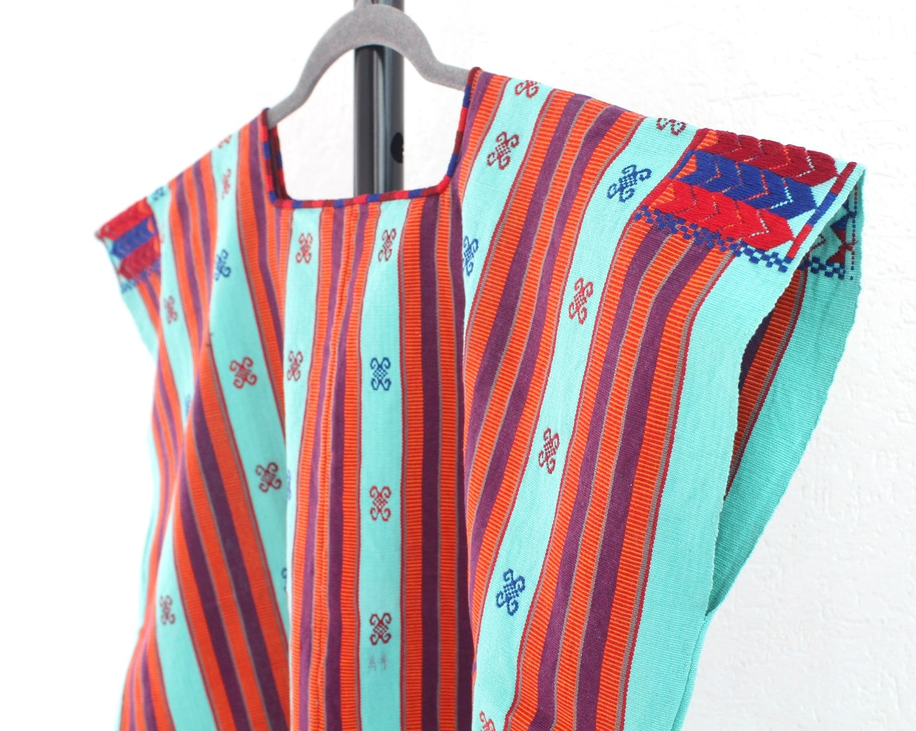 Huipil Corto Pantheló Turquesa Naranja