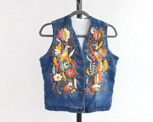 Chaleco Mezclilla Menta Naranja Unitalla