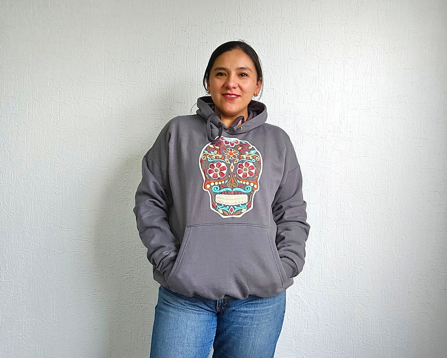 Sudadera 2XL Calavera Gris