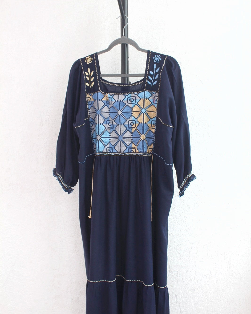 Vestido Julia Flores Manga XL / XXL Azul Marino