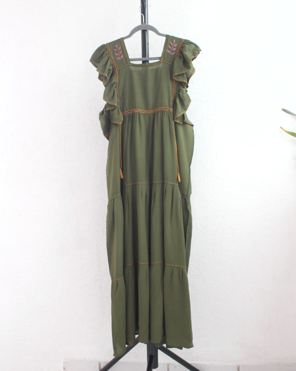 Vestido Josefina Verde Amarillo Unitalla