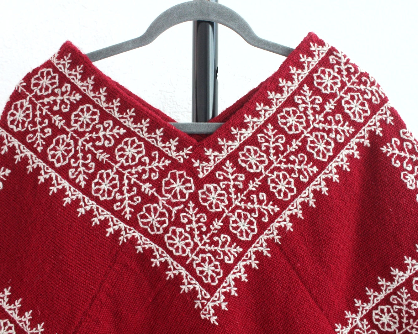 Mañanita Flores Rojo Blanco Bordado Mazahua