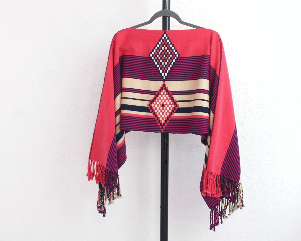 Jorongo Rombos Corar Rosa Beige