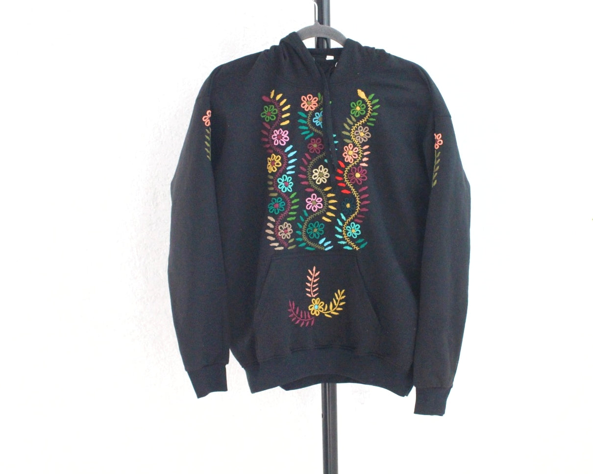 Sudadera L Rococo Negra Florecitas