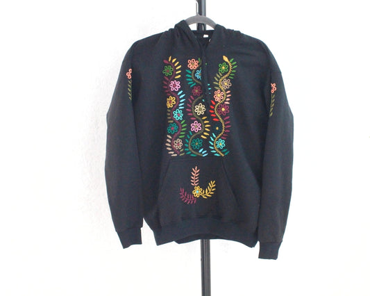 Sudadera L Rococo Negra Florecitas