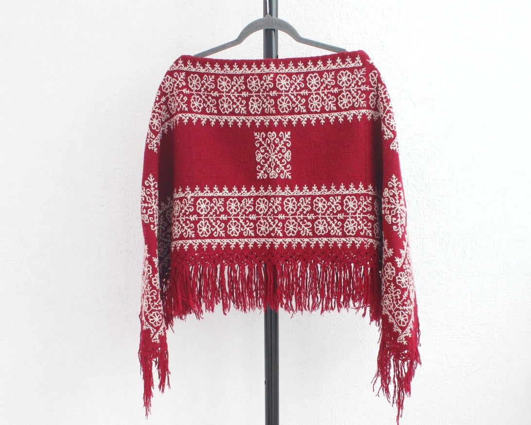 Mañanita Flores Rojo Blanco Bordado Mazahua