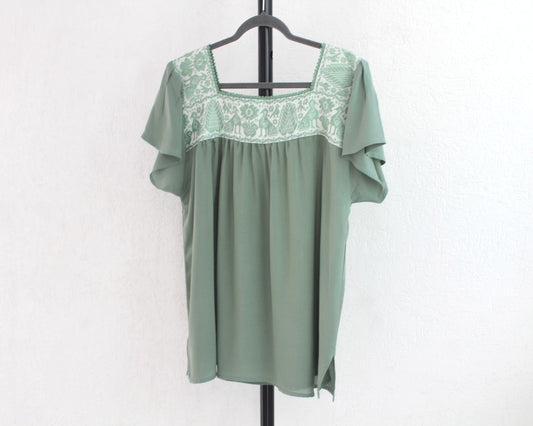 Blusa Tania Menta Pavo Reales L - XL