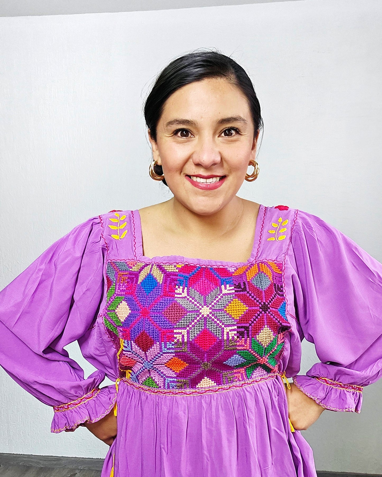 Vestido Julia Flores Manga  XL / XXL Lila Colores