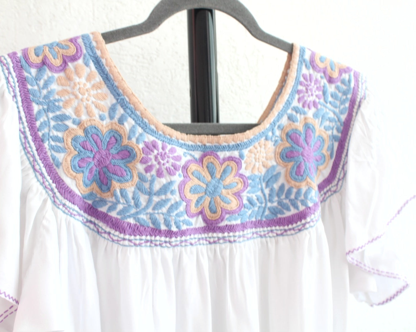 Blusa Aguacatenango Blanco Lila Azul