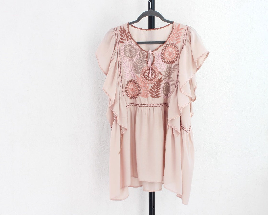Blusa Celia Crema Rosa Café Unitalla