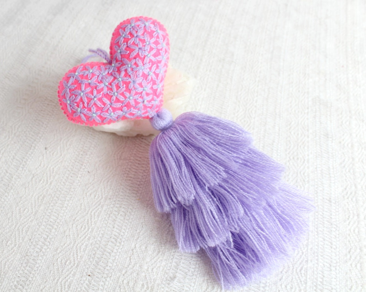 Corazón Florecitas Rosa Lila