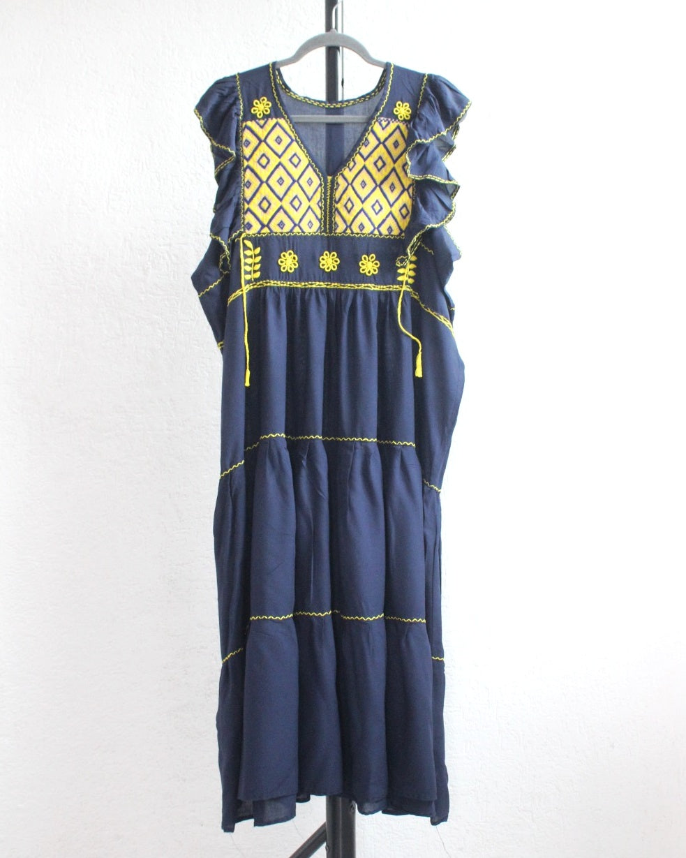 Vestido Antonia Azul Marino Amarillo 2XL