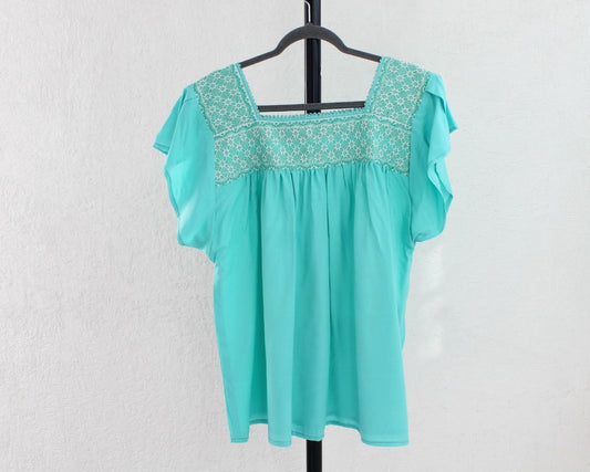 Blusa Bordada Tania Aqua Estrellas L - XL