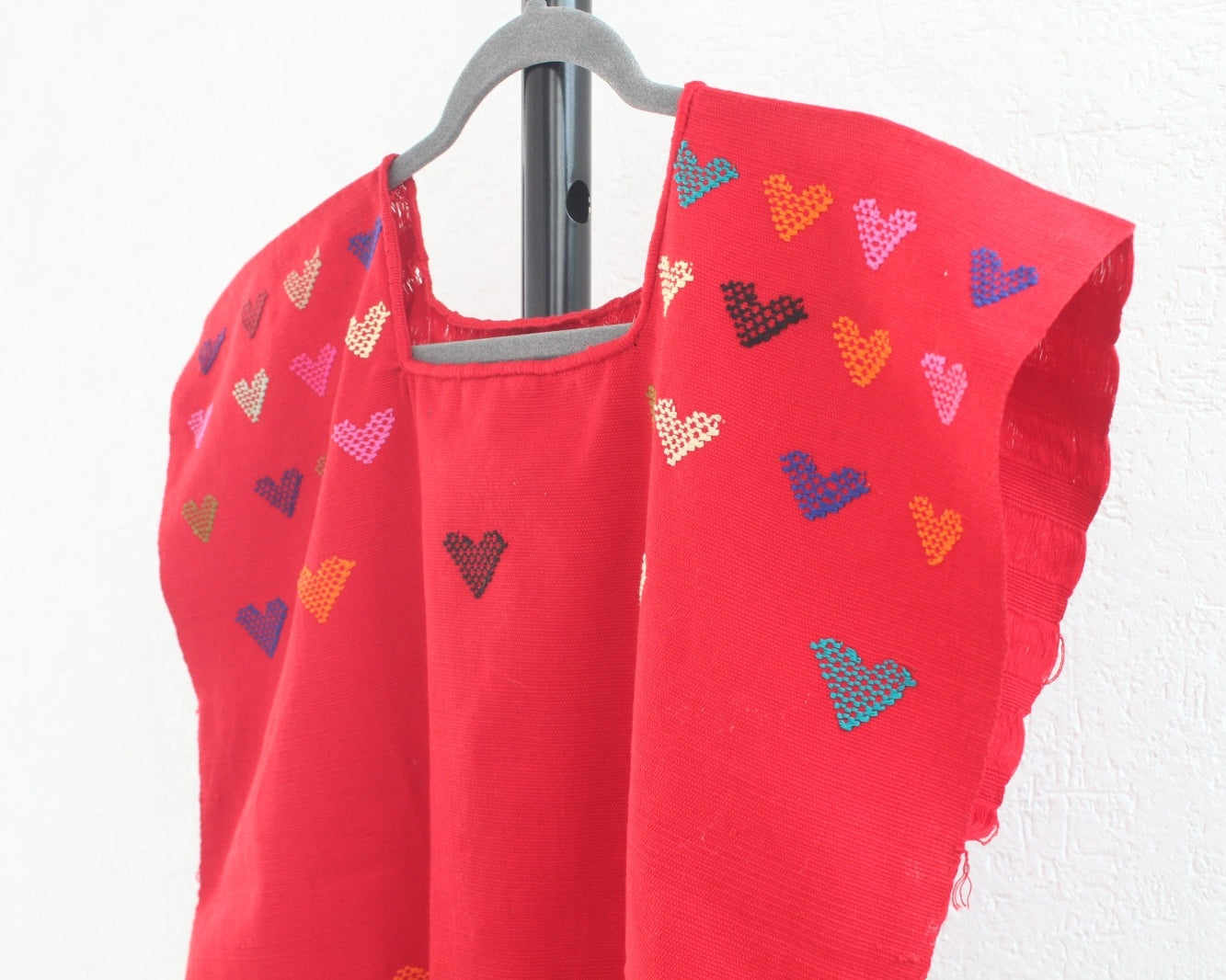 Blusa Huipil Corazones Rojo