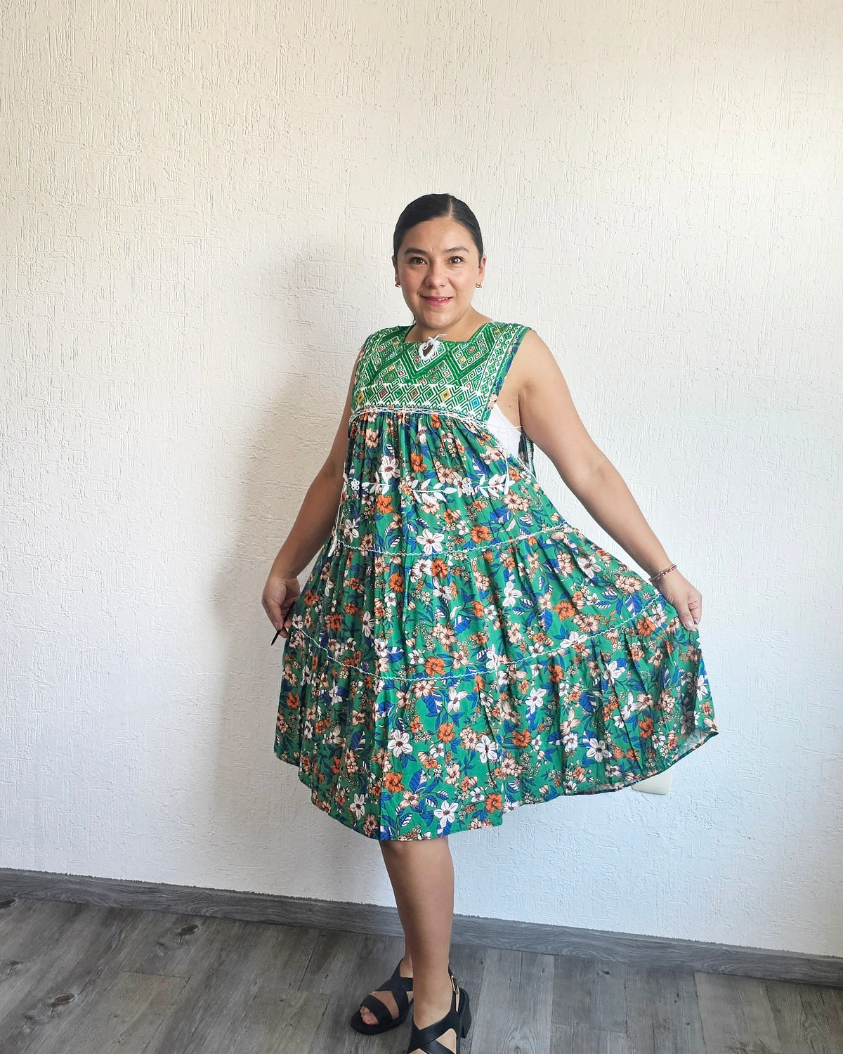 Vestido Andrea Flores Verde