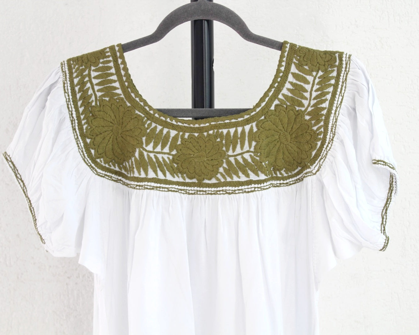 Blusa Aguacatenango Blanco Verde Olivo