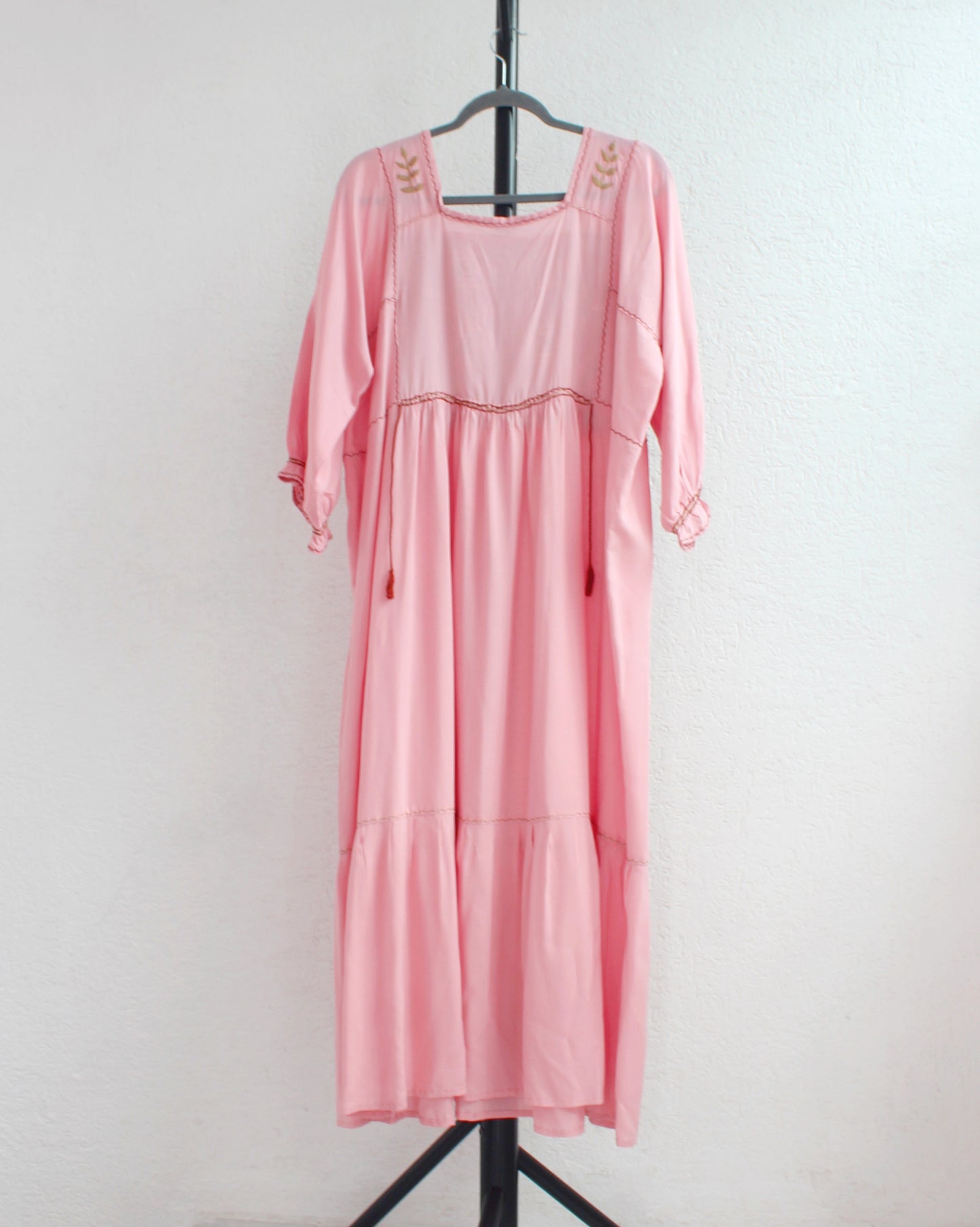 Vestido Julia Flores Manga  XL / XXL Rosa Café Verde