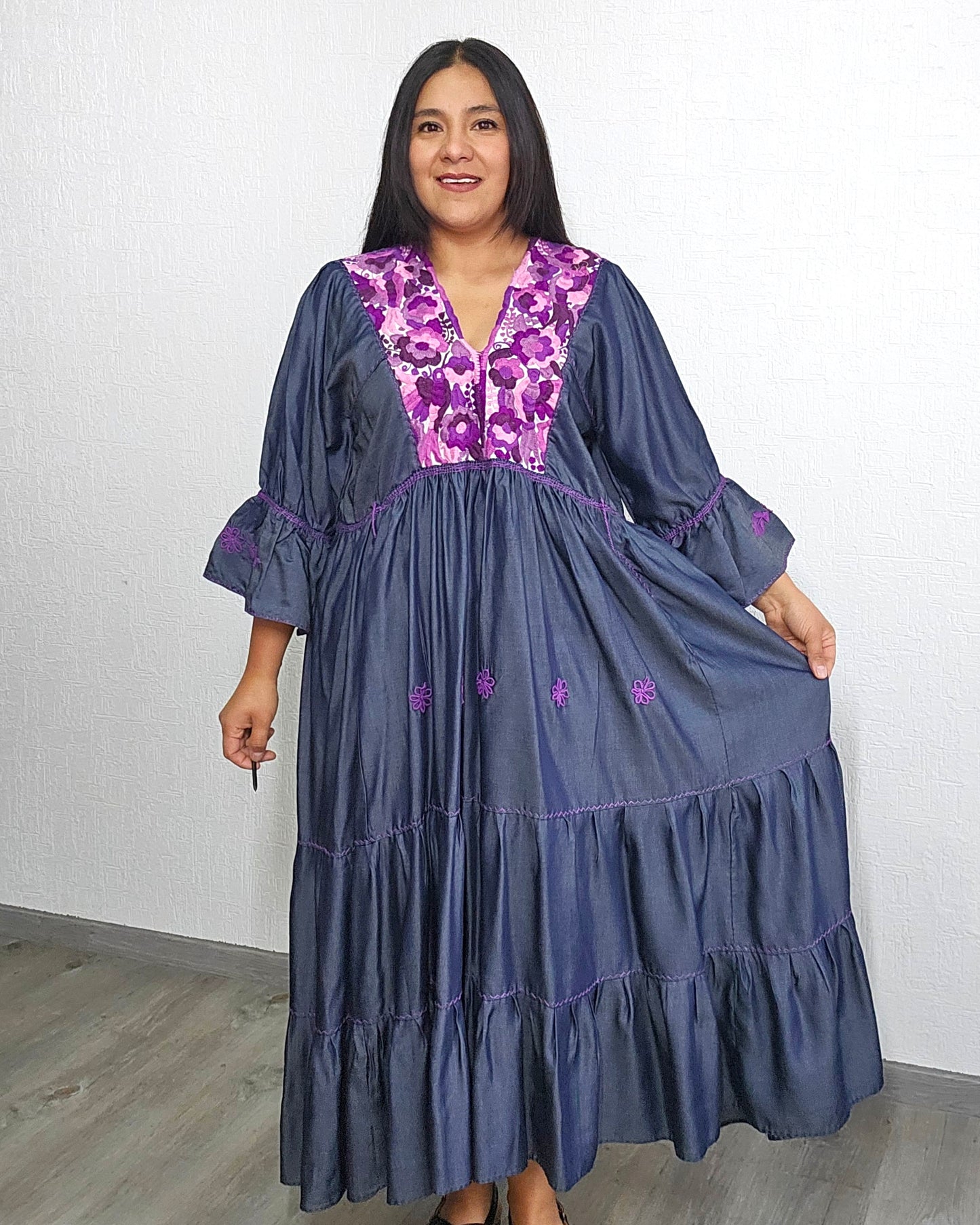 Vestido Blanca Mezclilla Morado 2XL 3XL