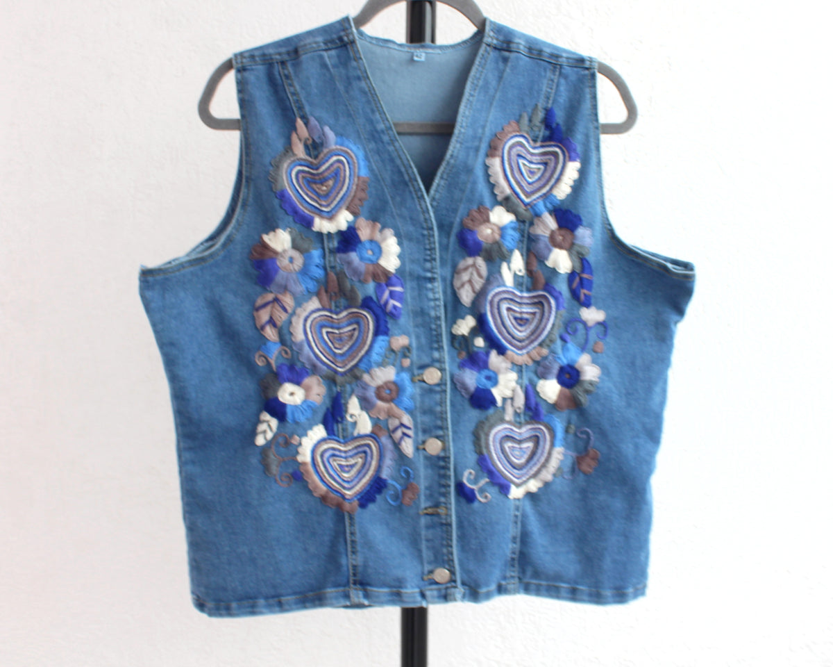 Chaleco Flores Azul 2XL