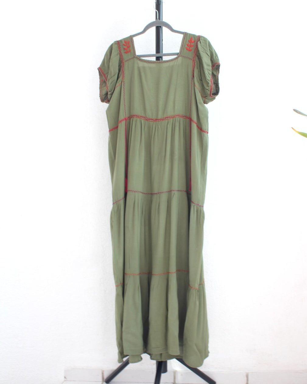 Vestido Maribel Flores Verde Olivo L / XL