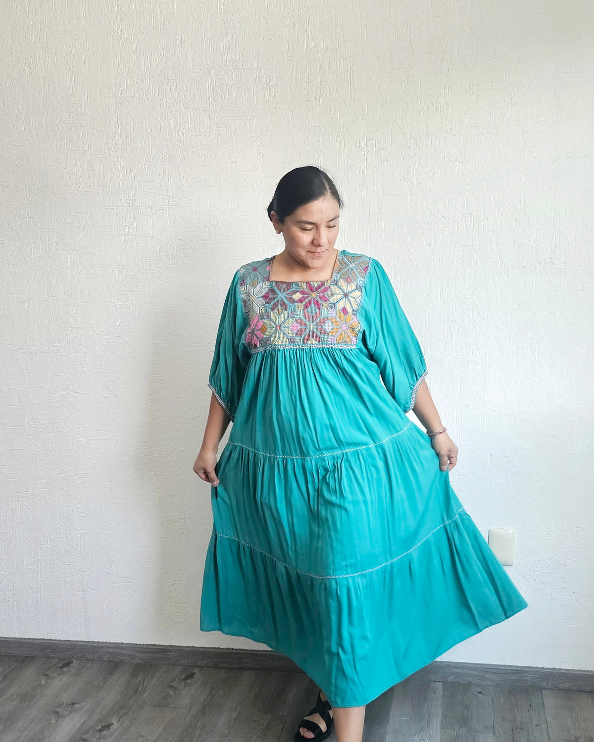 Vestido Maria Flores Turquesa  L / XL