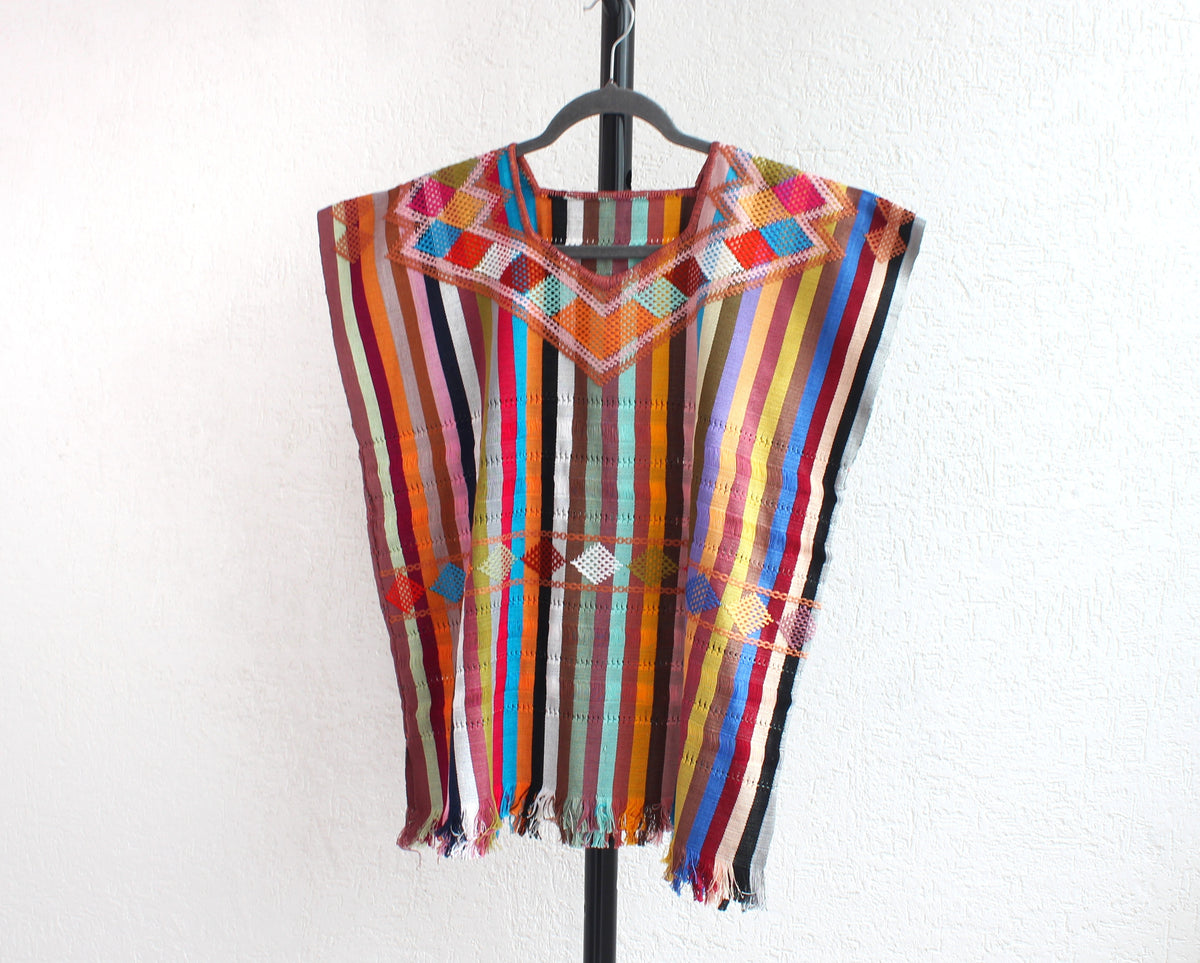 Huipil Raquel Menta Azul Naranja