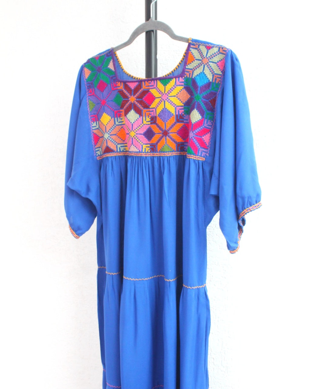Vestido Maria Flores Azul Rey L / XL Manga 3/4