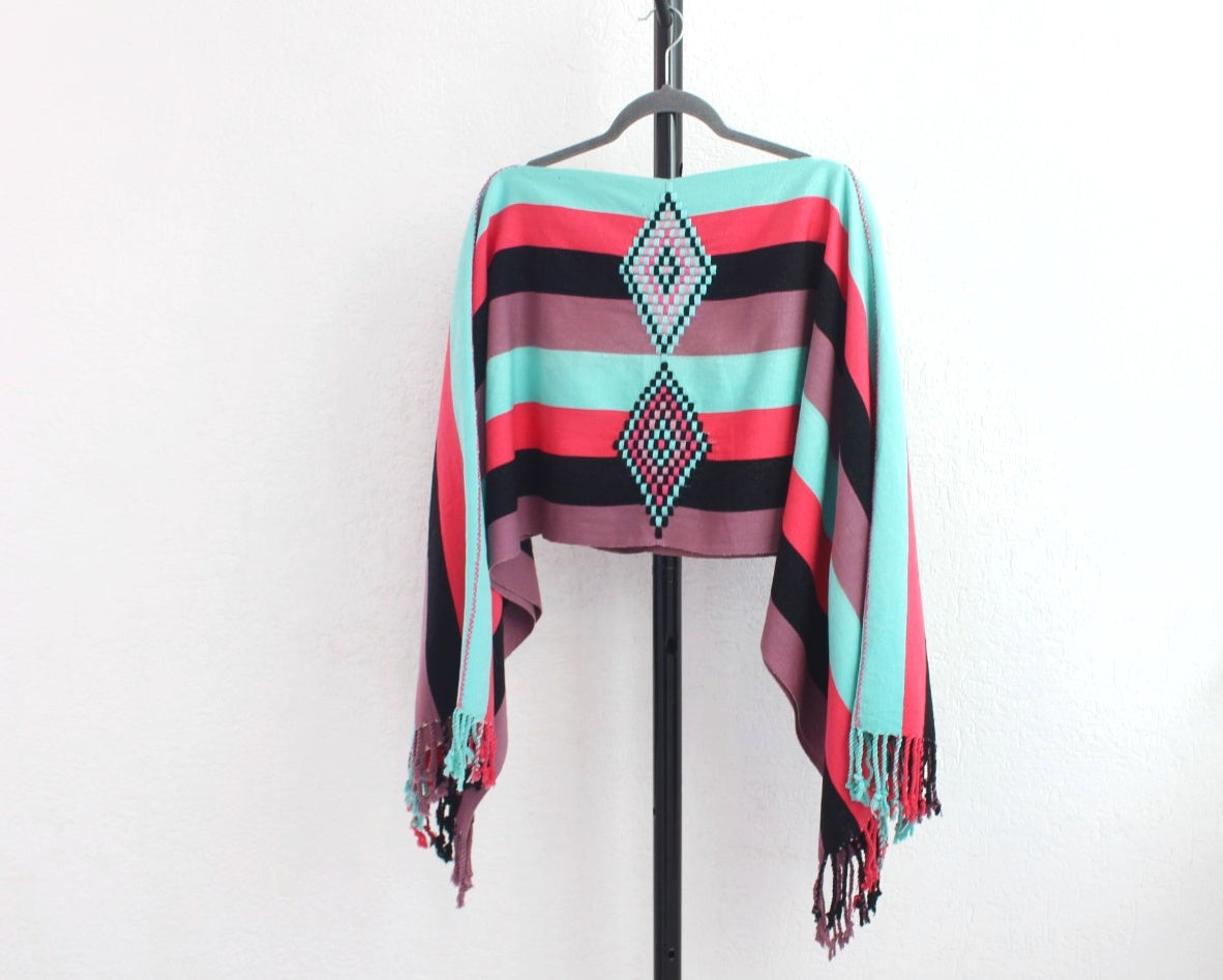 Jorongo Rombos Coral Turquesa Negro