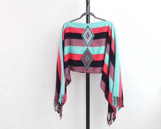 Jorongo Rombos Coral Turquesa Negro