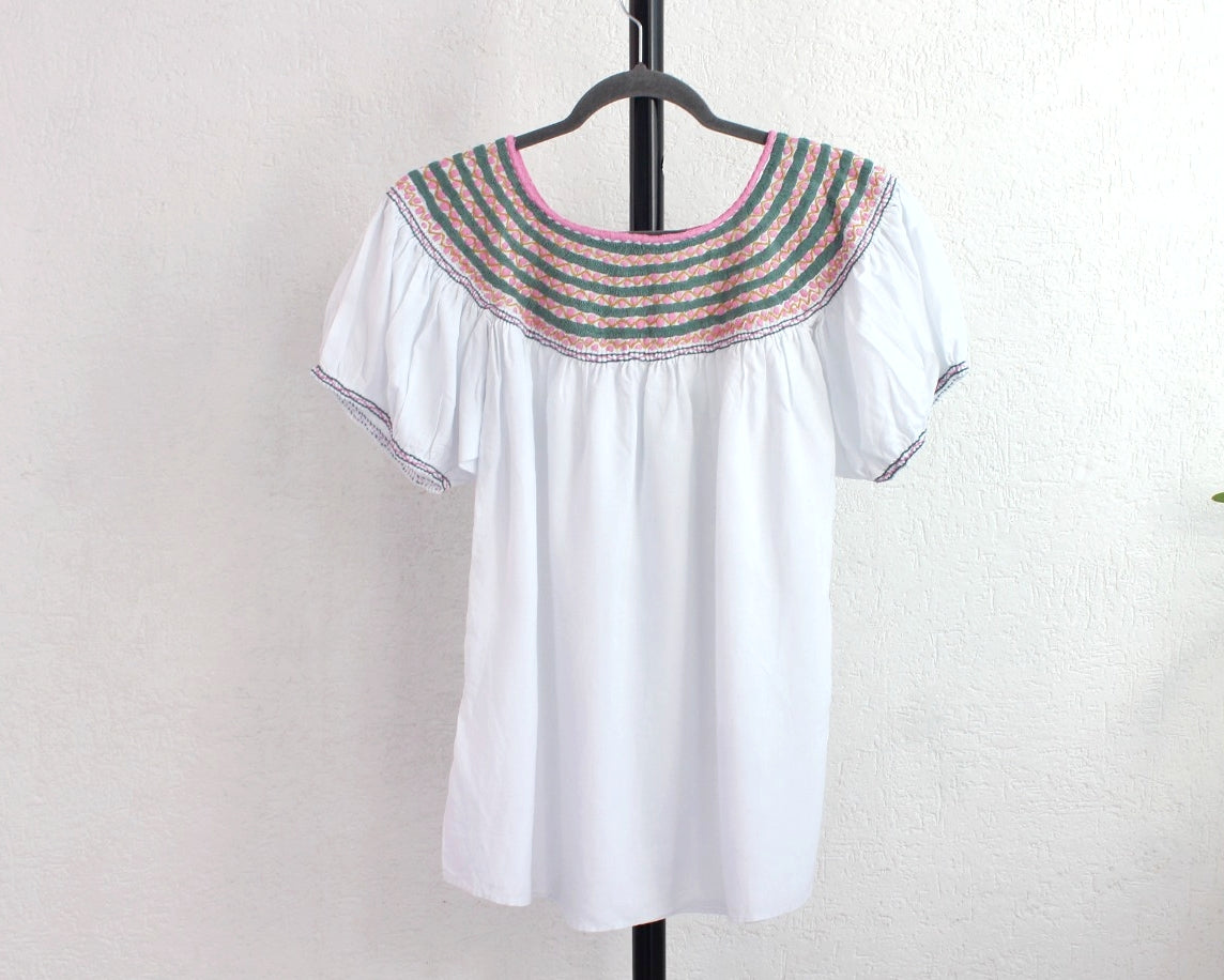 Blusa Catalina Blanco Rosa  Unitalla
