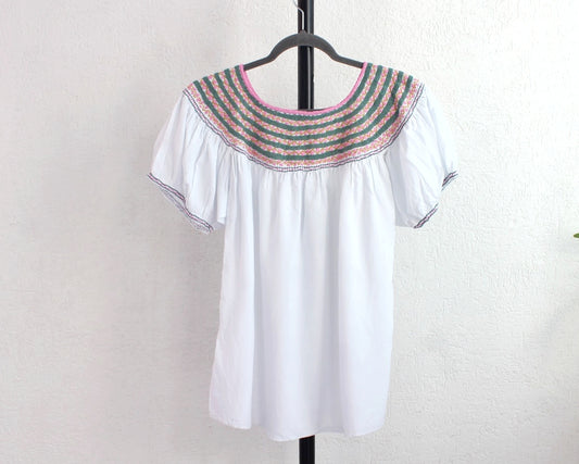 Blusa Catalina Blanco Rosa  Unitalla
