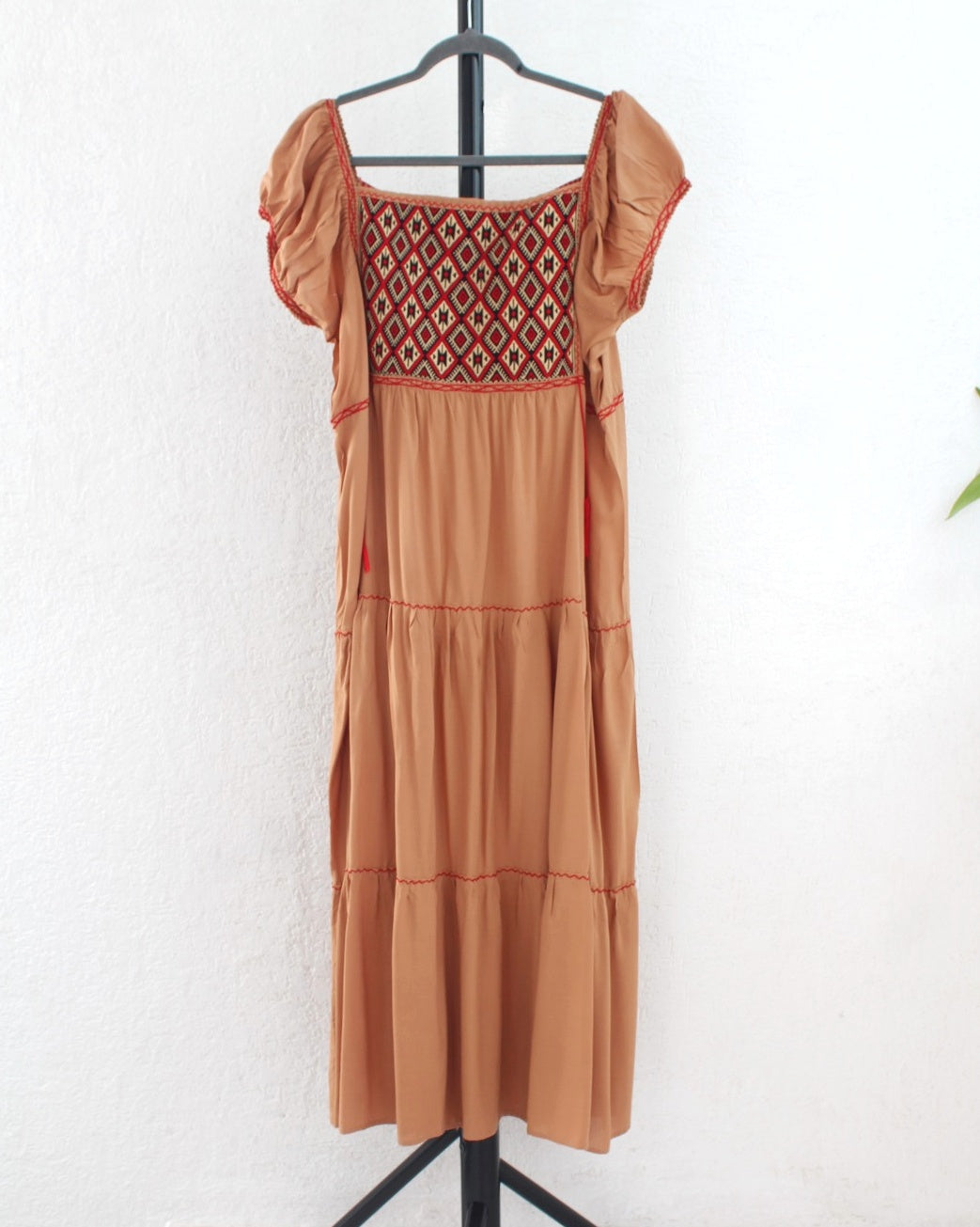 Vestido Gloria Cafe Claro Rojo Ch  M L