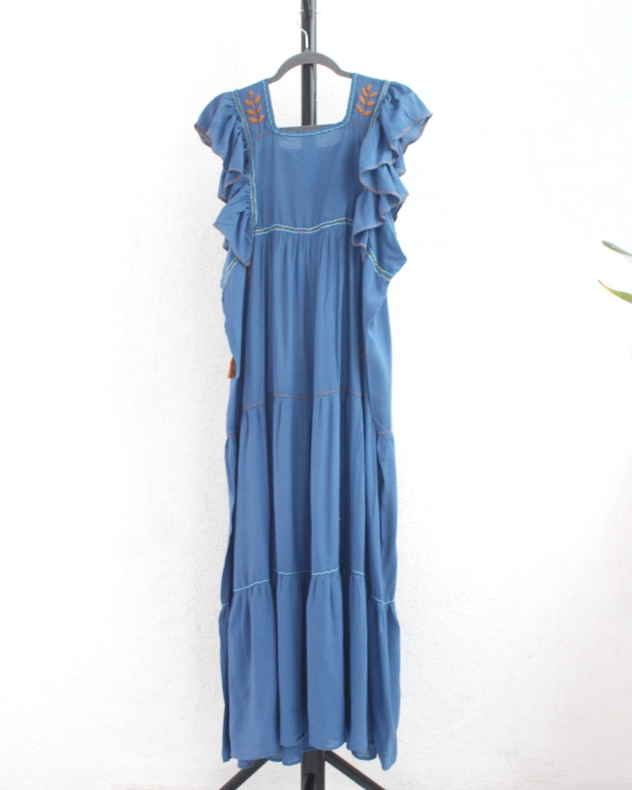 Vestido Josefina Azul Amarillo Unitalla