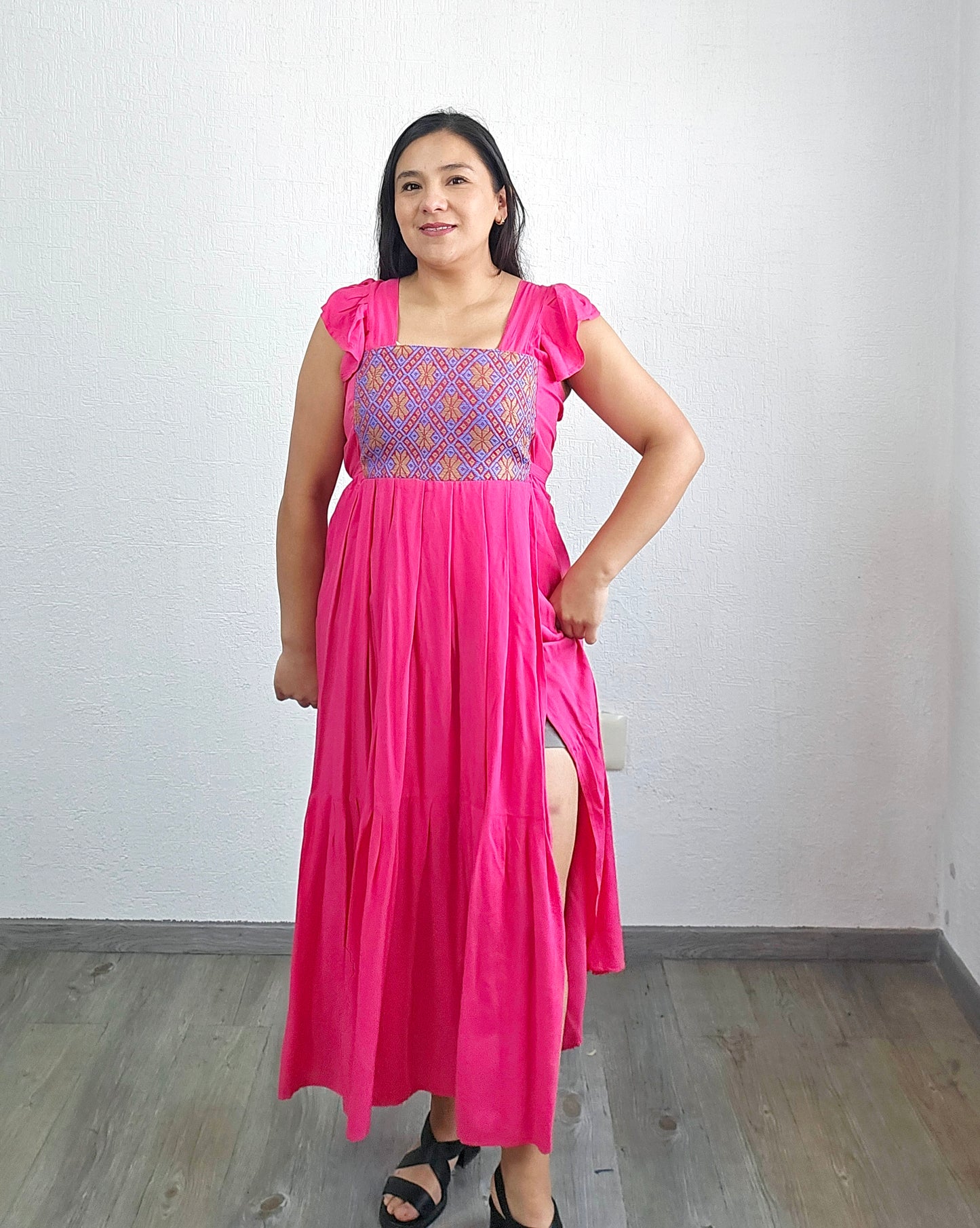 Vestido Anita Largo Rosa Lila