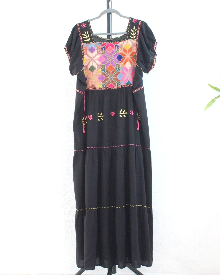Vestido Maribel Flores Negro  L / XL